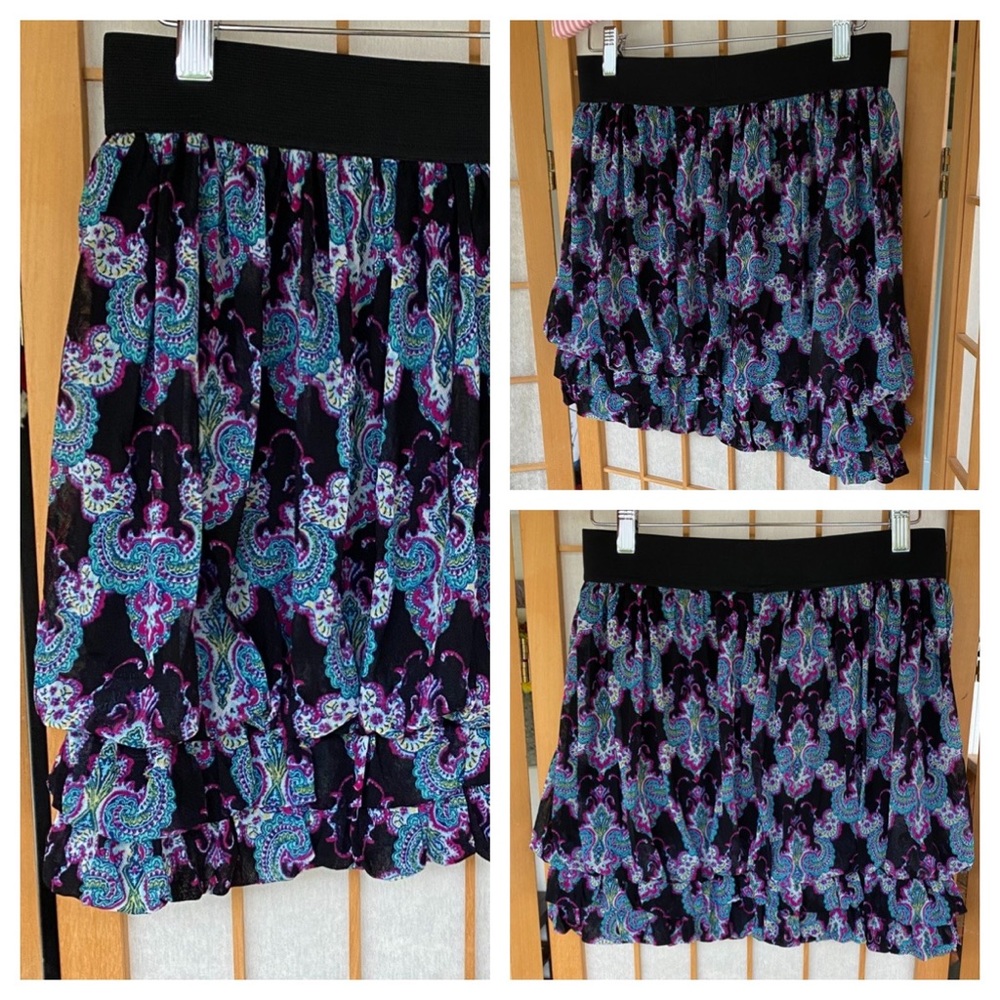 Express Mini Paisley Print Stretch Skirt SZ S